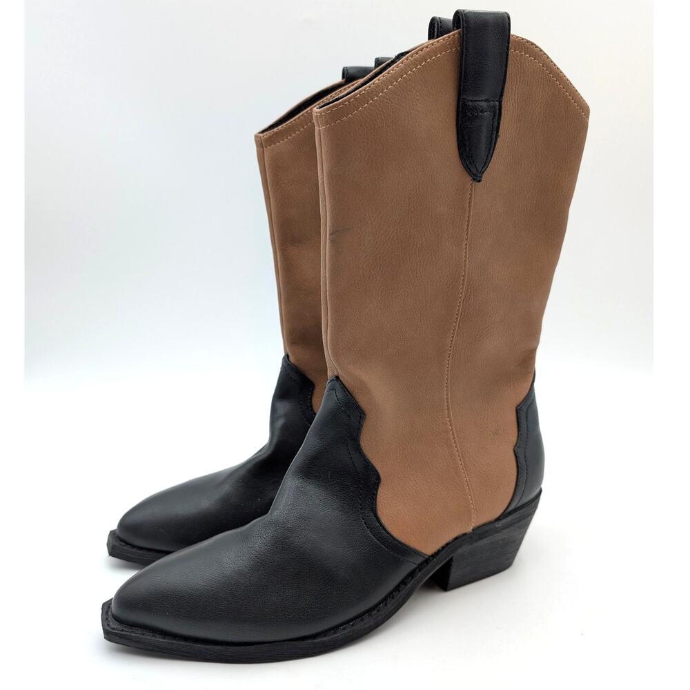 DV by Dolce Vita Korbella Western Boots Women's Black Tan Size US7 EU37.5